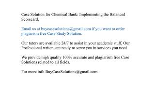 Case Solution Chemical Bank Implementing the Balanced Scorecard