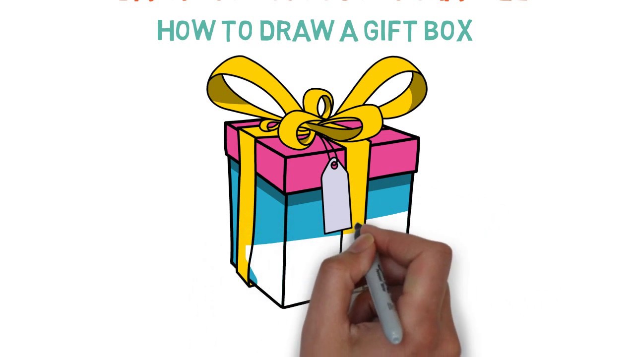 How to draw a GIFT BOX - Hướng dẫn vẽ hộp quà cho bé - Dạy bé học vẽ