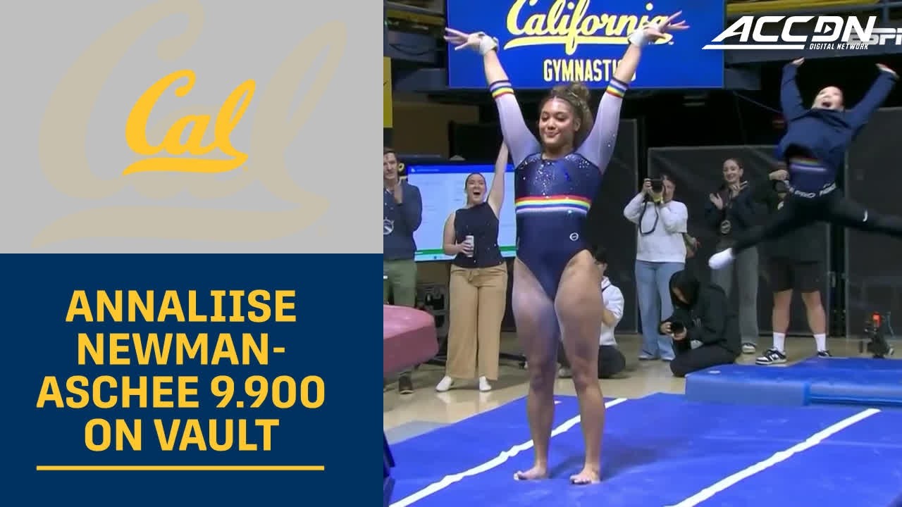 Cal's Annalise Newman-Achee Ties For 1st On Vault With A 9.900