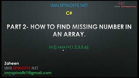 How To Find Missing number in Array in C# || Get Missing Number In List in C#
