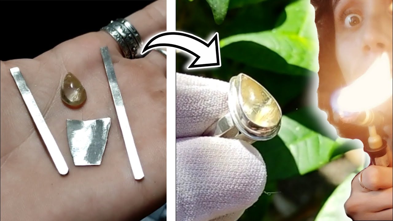 Ourives Fazendo Anel de Prata em 8min com Quartzo rutilado - Time lapse