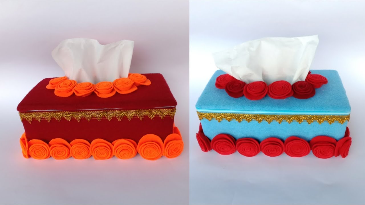 Diy Tissue Box Cover Craft Membuat Kotak Tisu Hias Dari Kain Flanel Youtube