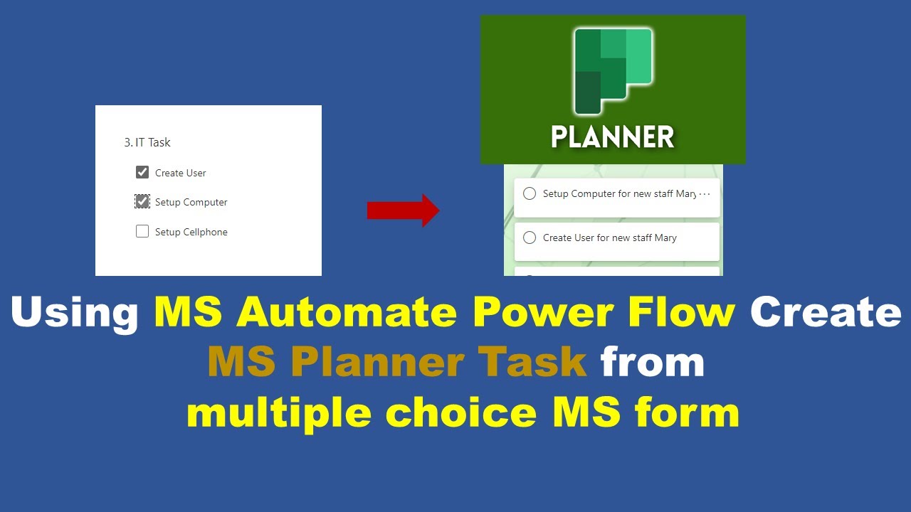 MS power flow how to create separate planner task from multiple choice ...