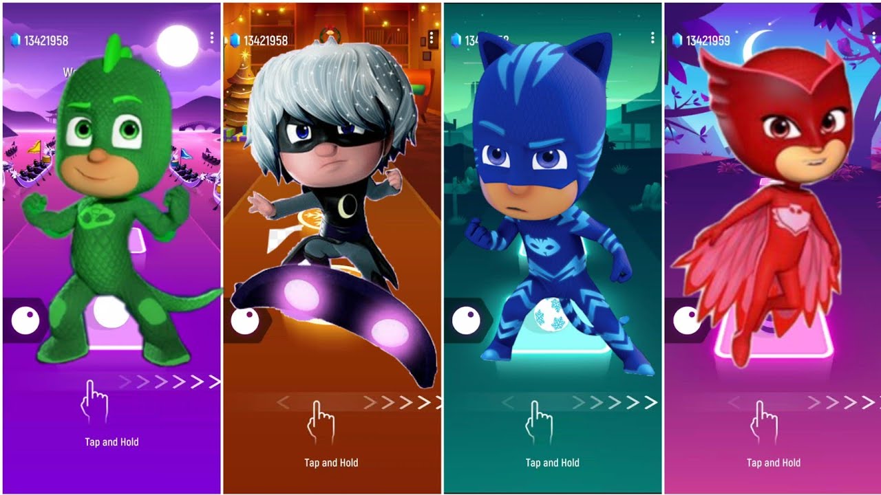 Owlette 🆚 Night Ninja 🆚 Gekko 🆚 Catboy PJ Masks 🎶 Tiles Hop EDM Rush YouTube