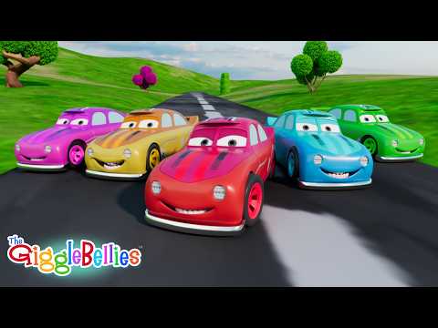 5 Speedy Cars | Counting Song | Nursery Rhymes & Kids Songs - GiggleBellies
