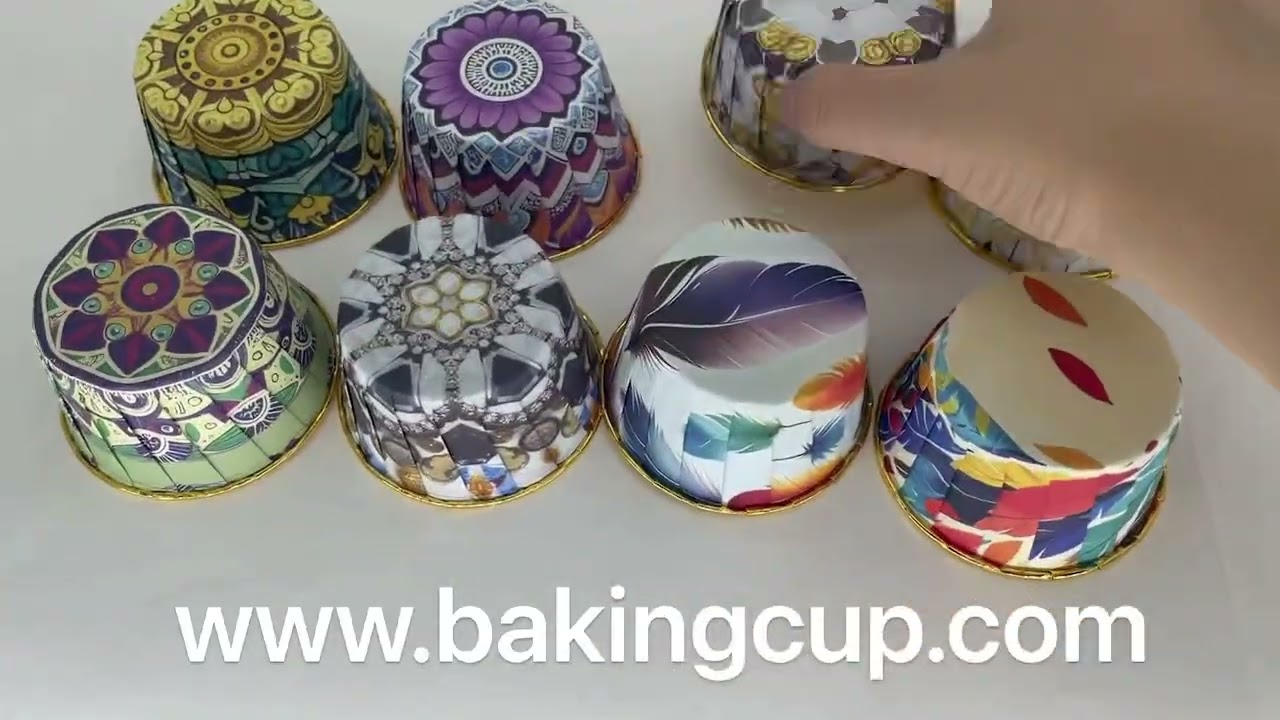 5040 Round Golden Inside Muffin Cup Ovenable Paper Rolled Edge Cup Bakeable Paper Cup With Rim