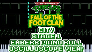 TMNT : Fall of the Foot Clan (GB) - Stage 1 (City) - In Embers Piano Roll and Oscilloscope View