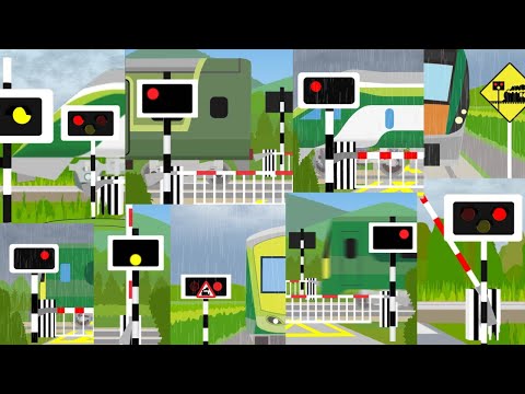 【踏切アニメ】アイルランドのふみきりがいろんな場所でカンカン😂😂😂Railroad crossings of the world in Ireland!! 4K
