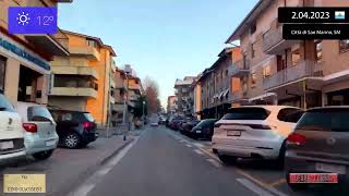 Driving Around San Marino (San Marino) From Borgo Maggiore To Serravalle  2.04.2023 Timelapse X4