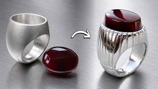 Making a Handmade Brown Agate Silver Ring | Complete Menโs Jewelry Making Process