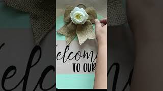 DIY welcome sign Door Hanger made using Cricut SimplyPretty Creations