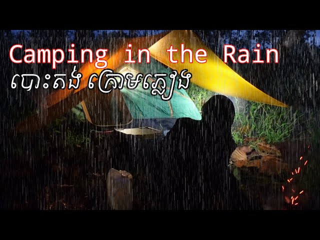 Solo camping in Heavy rain |  ក្នុងតង់ពេញមួយថ្ងៃ ស្តាប់សំឡេងភ្លៀងធ្លាក់ class=
