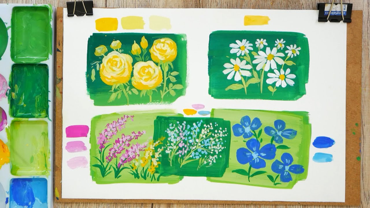 วิธีการวาดดอกไม้ ด้วยสีโปสเตอร์ Ep.54 By Longระบาย - Youtube