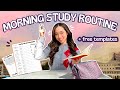 PRODUCTIVE and REALISTIC MORNING STUDY ROUTINE for students   FREE templates ☀️🌅