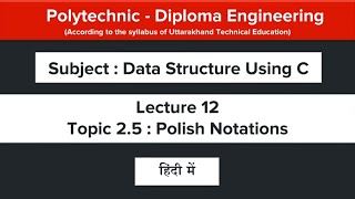 Lecture 12 - Application of Stacks : Polish Notations