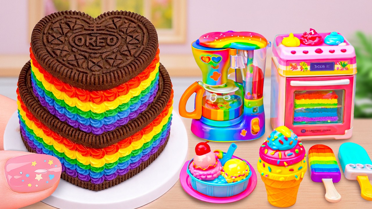 Resep Terbaik Kue Cokelat OREO Pelangi Miniatur dengan Buttercream🌈Miniature Rainbow Cake Tutorial