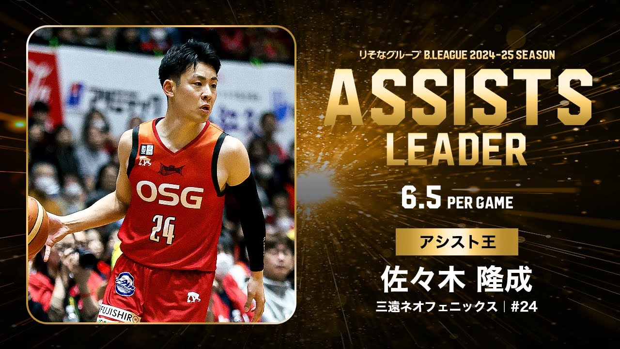 一気見Bリーグ】三遠#24 佐々木 隆成の2024-25 シーズンの全アシスト