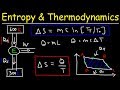 Entropy Change For Melting Ice, Heating Water, Mixtures & Carnot Cycle of Heat Engines - Physics