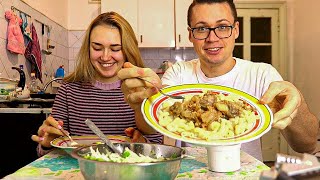 МУКБАНГ 🍜 Макароны с телятиной Сочное мясо Легкий салат Кушаем вместе КУШАТЬ ПРОСТО ASMR АСМР еда