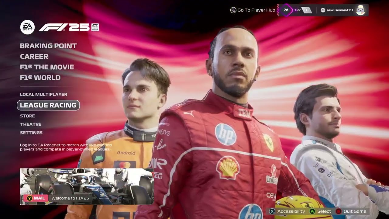 How change MFD Car Setup Panel in F1 25