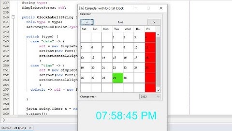 Calendar and digital clock using java