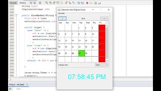 Calendar and digital clock using java
