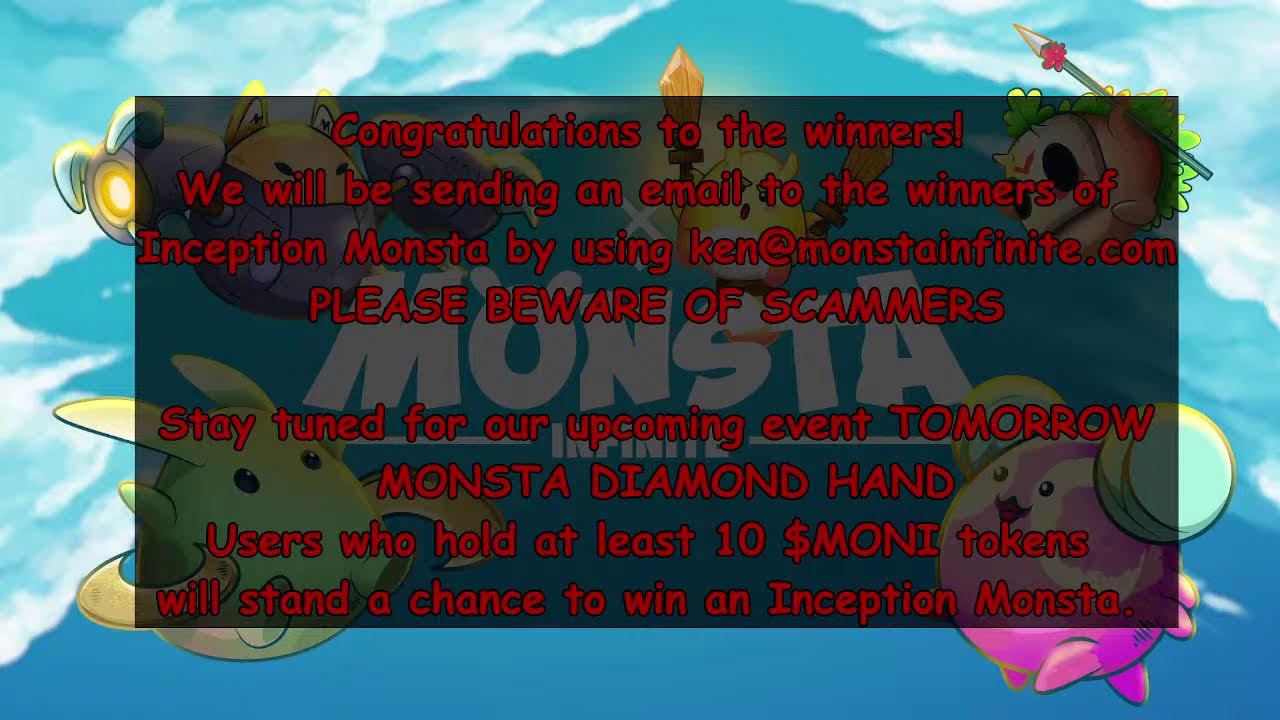 🚨200 Inception Monsta Live Lucky Draw🚨