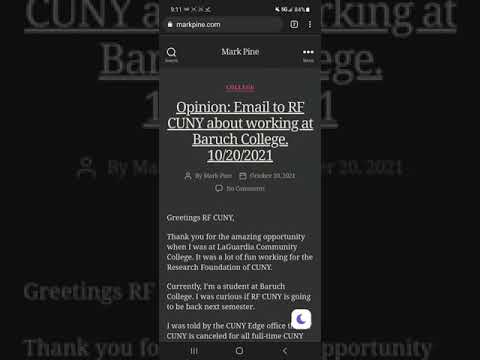 Opinion: Email to RF CUNY about working at Baruch College. 10/20/2021