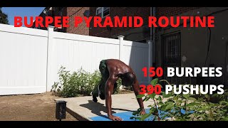 Burpee Pyramid Routine | 150 Burpees 390 Push ups | Description Below