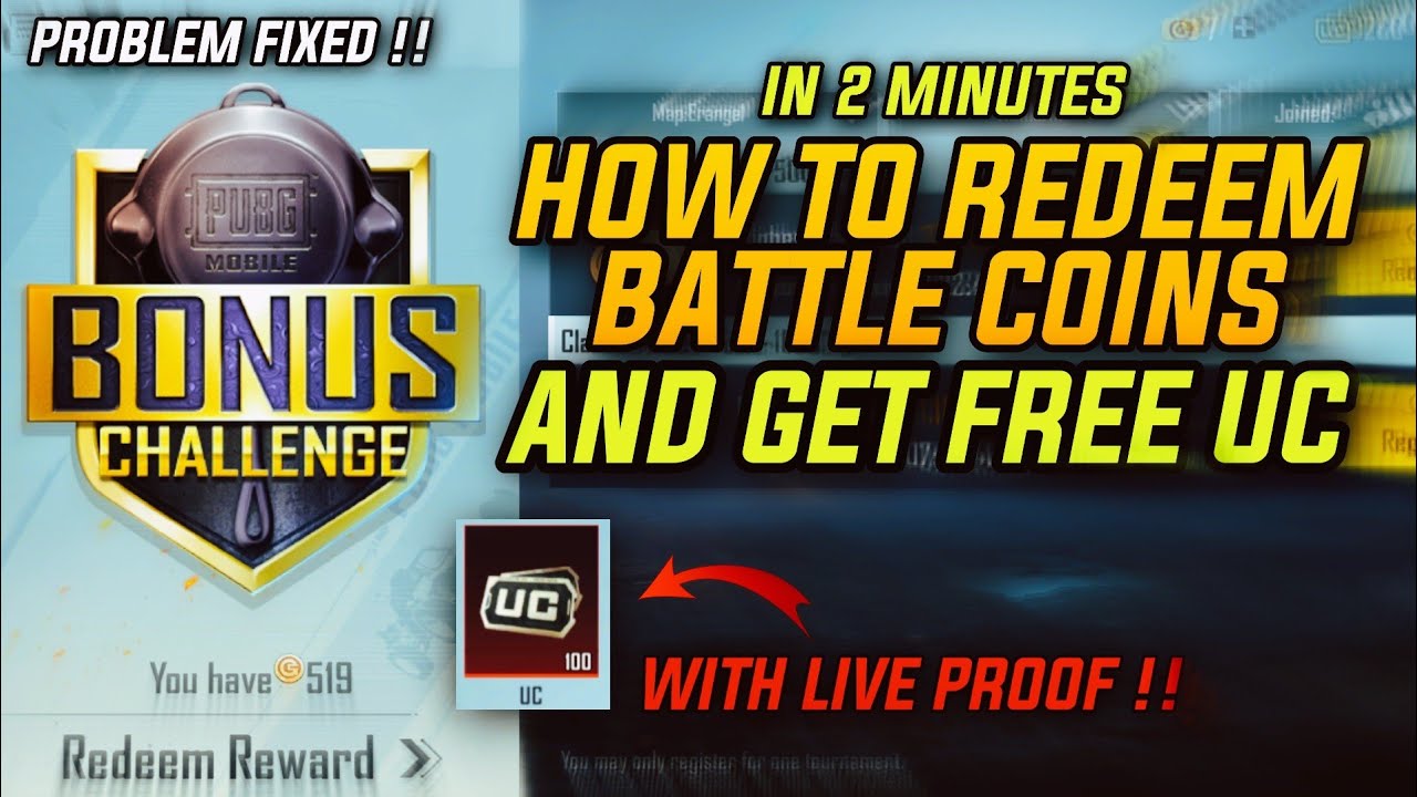 HOW TO REDEEM BATTLE COINS IN PUBG IN NEW UPDATE | PLAY BONUS CHALLENGE AND GET FREE UC  PUBG MOBILE