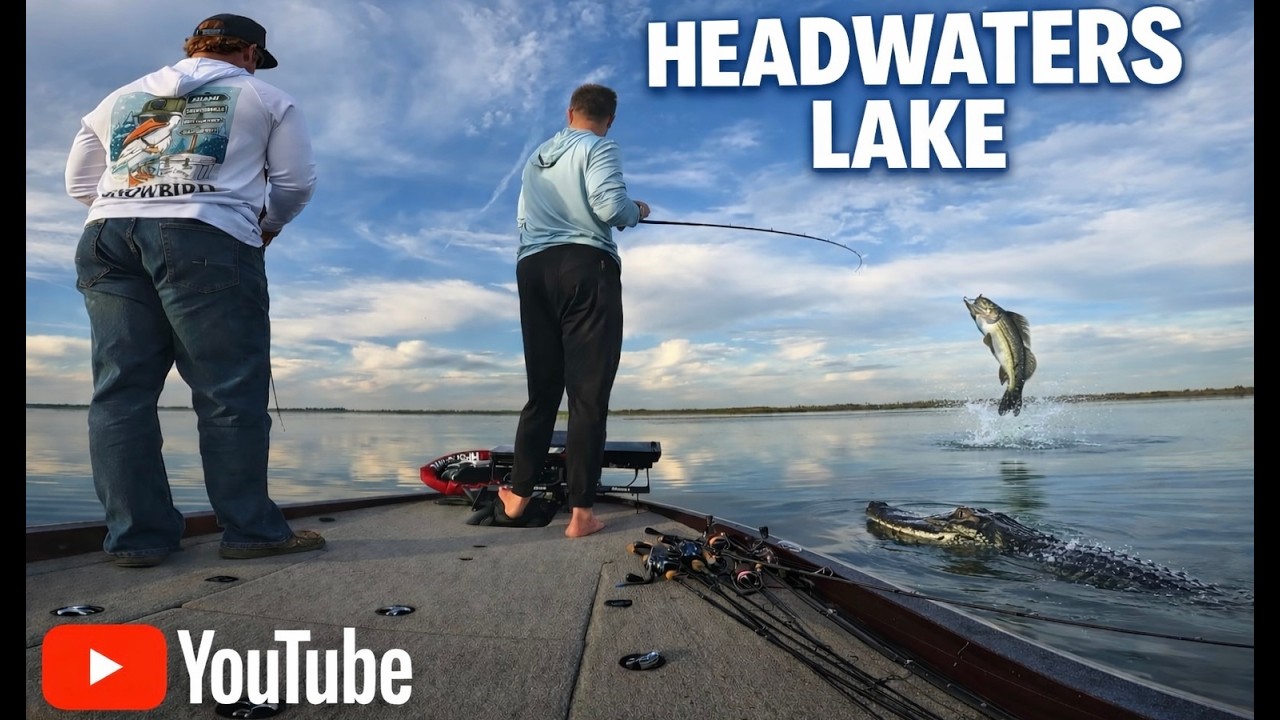 Fishing a GATOR Infested HANDMADE Lake!!! Headwaters Lake Bass Fishing