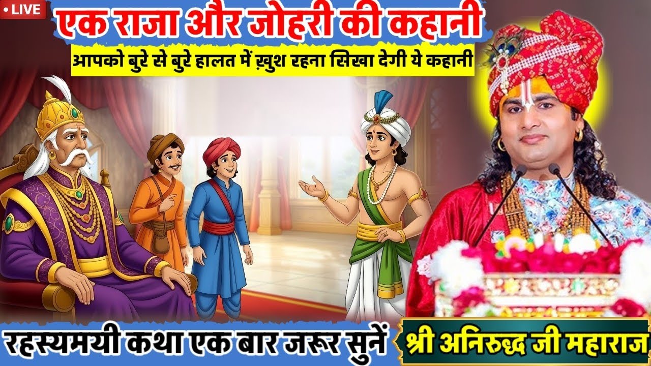 एक राजा और जोहरी की कहानी आपको बुरे हालत में ख़ुश रहना सिखा देगी😳#anirudhacharya#bhagwatkatha#live