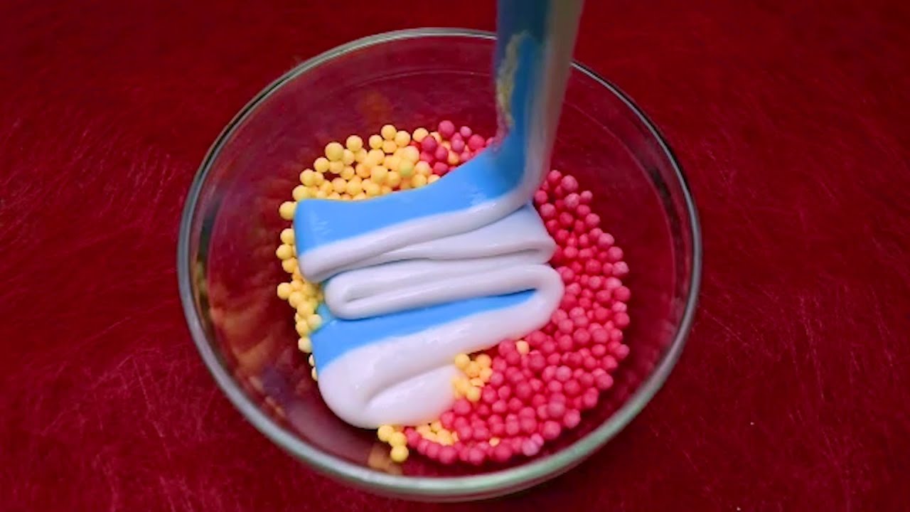 Yellow and Red Super Crunchy Dried Floam Slime Beautiful Slime Video Satisfying Slime, ASMR Slime