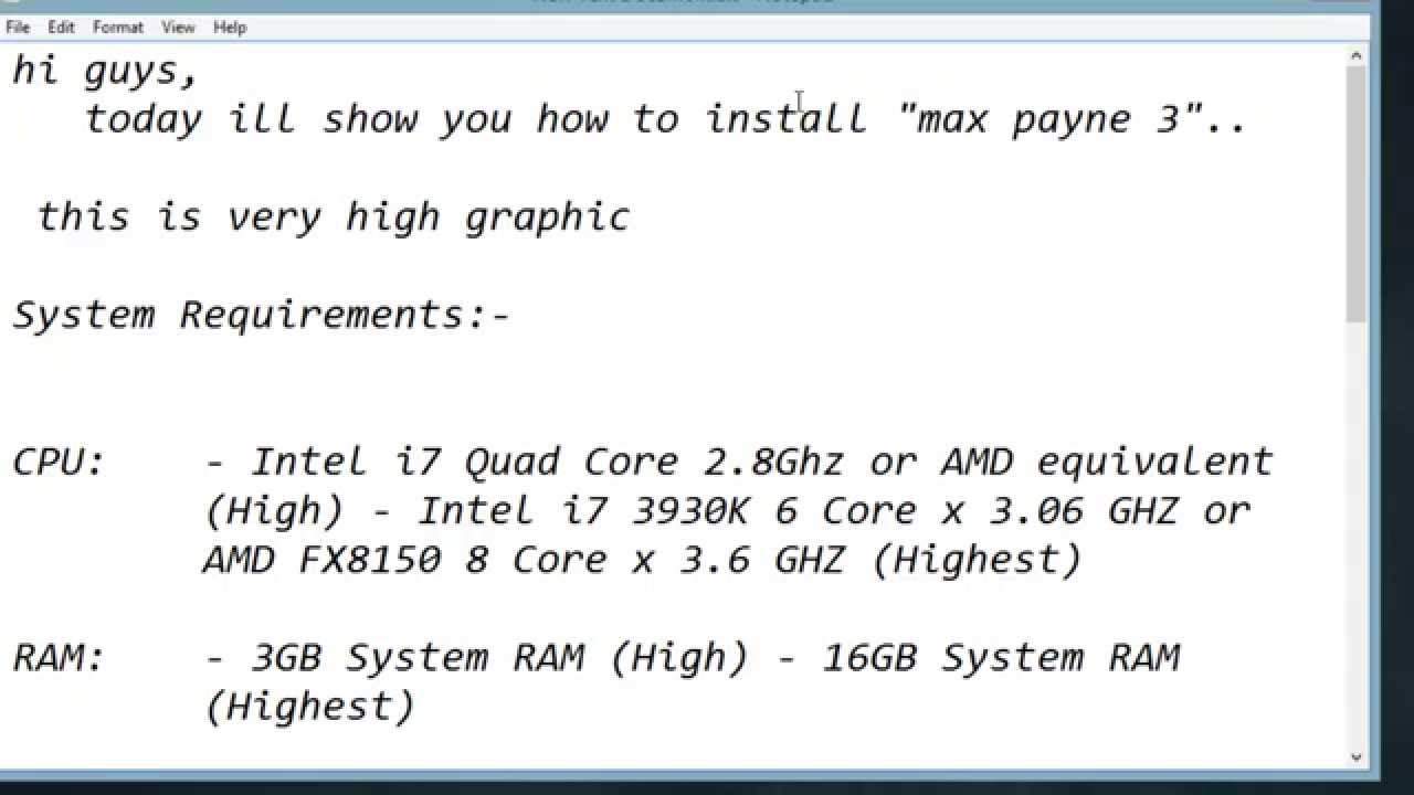 Max Payne 3 System Requirements