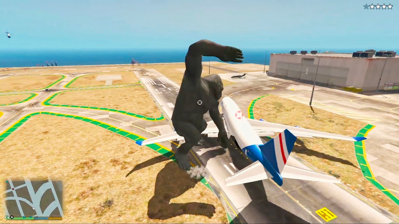 GTA 5 - Giant Gorilla Attacks Airport in GTA 5 😱 Plane Destroyed Airport Didn’t Survive!