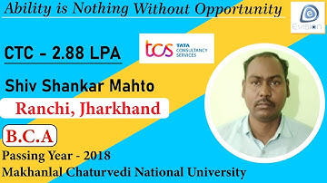 Congrat, Shivsankar | Selected in "Tata Consultancy Services" |2.88 LPA|B.C.A., Passing 2013| Ranchi