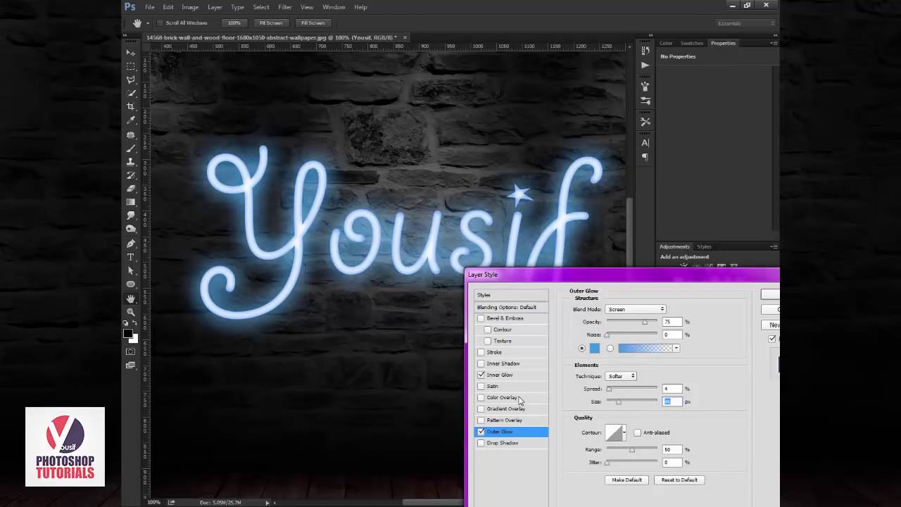 103 طريقة الكتابة بالنيون في الفوتوشوب How to make NEON Text in