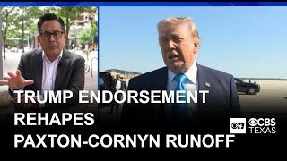 Trump endorsement reshapes Paxton–Cornyn primary, CBS correspondent says