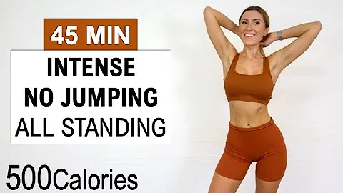 45 Min Intense No Jumping All Standing HIIT - Burn...