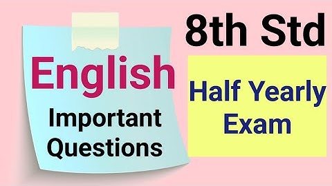 8th Std - English | Half Yearly Exam - Important Questions
