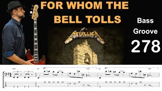 FOR WHOM THE BELL TOLLS (Metallica) How to Play Bass Groove Cover with Score & Tab Lesson