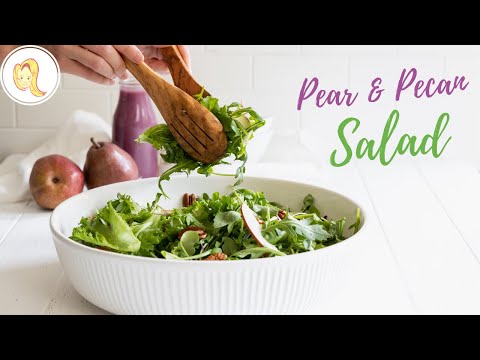 Pear Pecan Green Salad with a Fabulous Dressing | Oil-free, plant-based, vegan