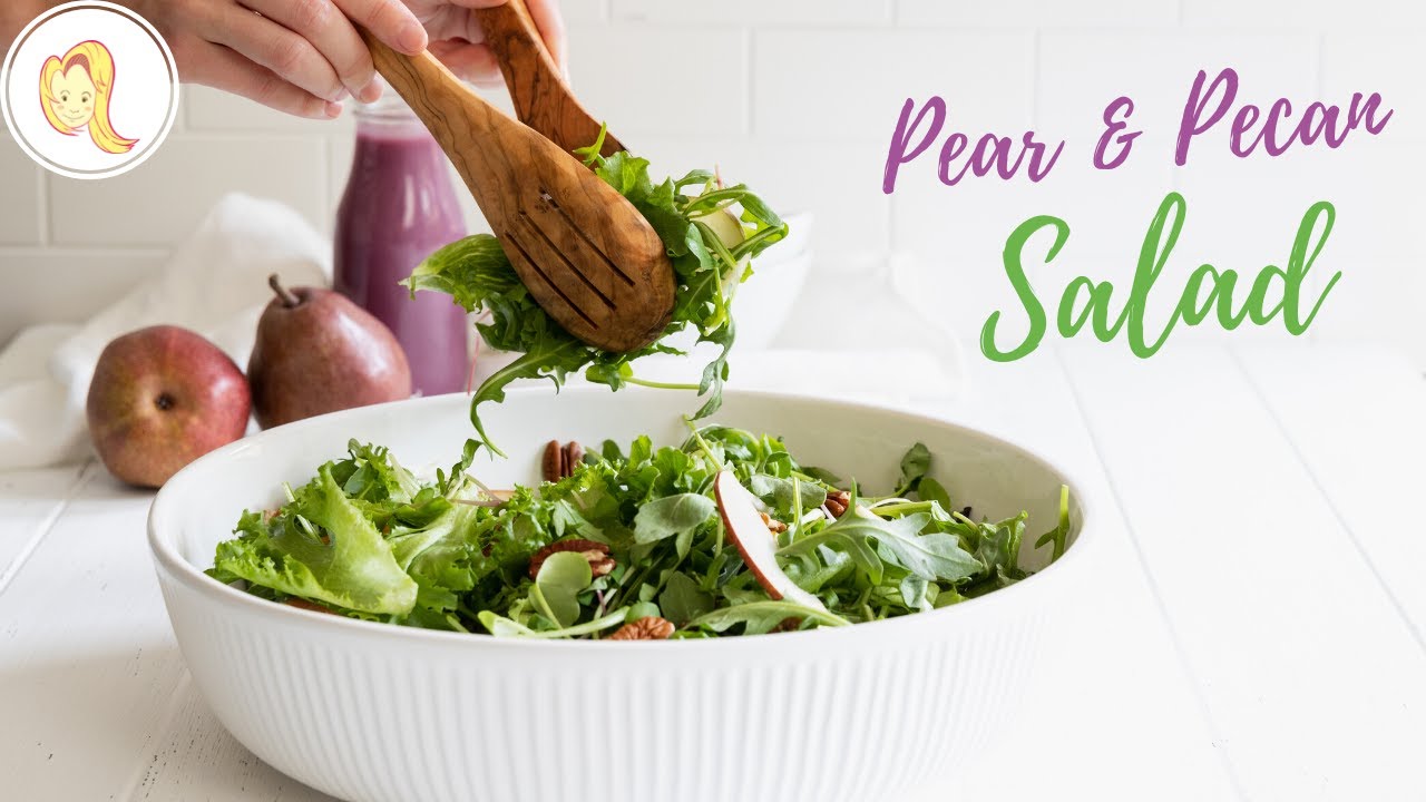 Pear Pecan Green Salad with a Fabulous Dressing | Oil-free, plant-based, vegan