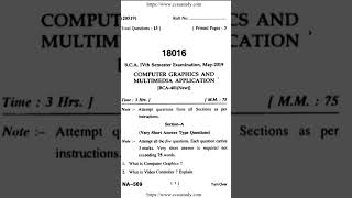4th sem BCA(computer graphics and multimedia) question paper CCSU#bca