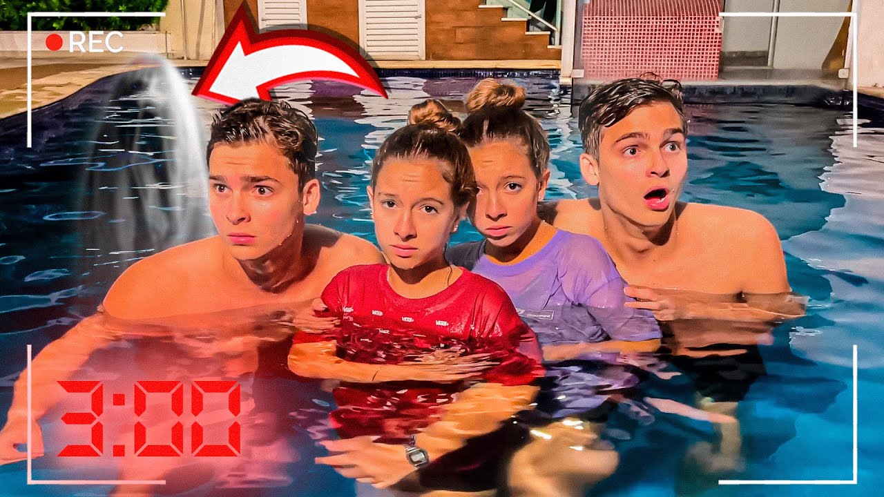 PASSEI A NOITE NA PISCINA COM MINHAS IRMÃS E ALGO ASSUSTADOR ACONTECEU !!! •Irmãos Scribel•