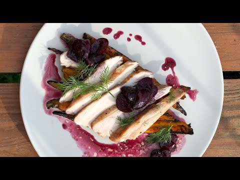 Лучший рецепт курицы на мангале |сахарная морковь на костре с соусом из черешни | кулинарный канал