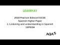 2018 pearson edexcel gcse spanish higher paper 1 listening and understanding in spanish 1sp01h