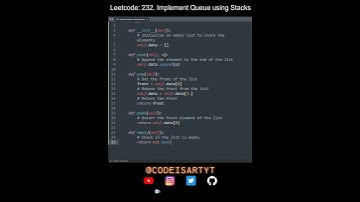 Leetcode 232. Implement Queue using Stacks in Python | Python Leetcode | Python Coding Tutorial