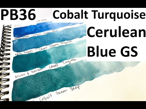 Cobalt Turquoise PB36 Watercolor Comparison - Roman Szmal, Winsor&Newton,  Schmincke, Daniel Smith 