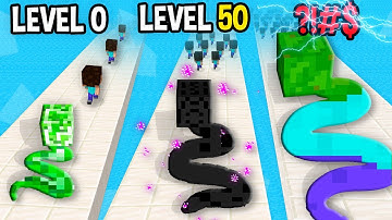 Snake Master 3D GamePlay Mobile Game Max Level Noob Pro Hacker - Minecraft Animation